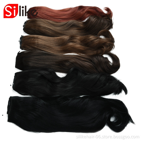 Top Hot Selling  Long Synthetic1 8inches 180g  Hair Hairpiece Fish Line hair extensions Body  wavy clips in hair extensions